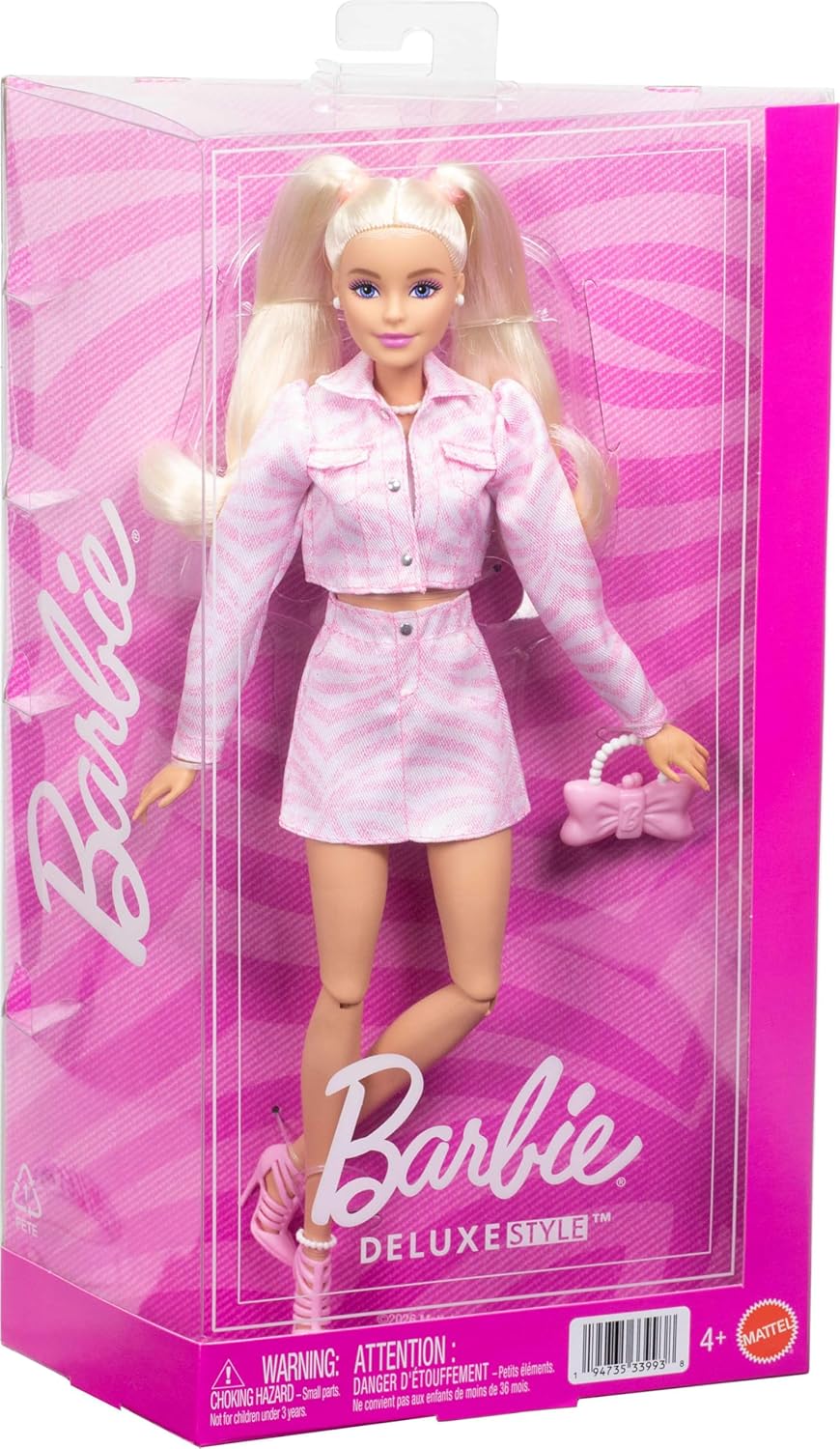 Barbie-Puppe im Deluxe-Stil – rosa Jeans-Outfit