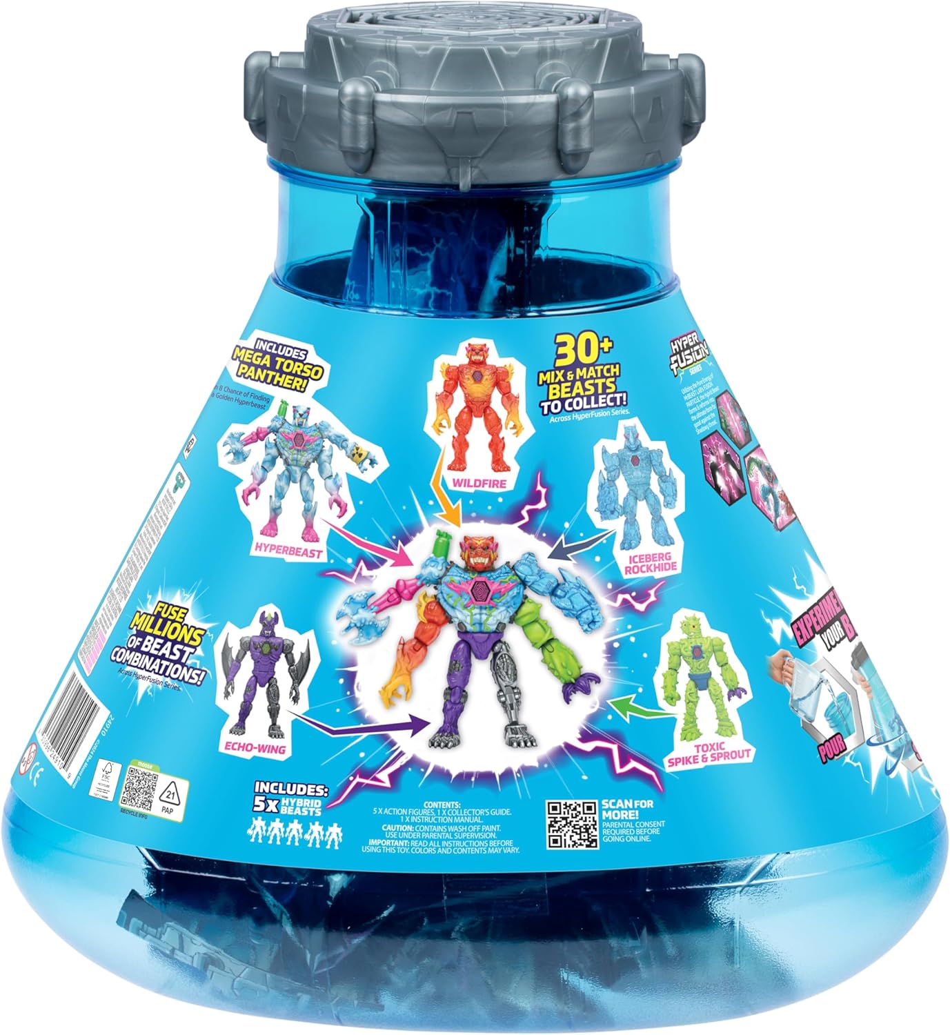 MrBeast Lab Hybrids Mega Pack – Hyper Fusion-Serie. Erstellen Sie 5 Mix & Match-Figuren + Mega Torso Panther