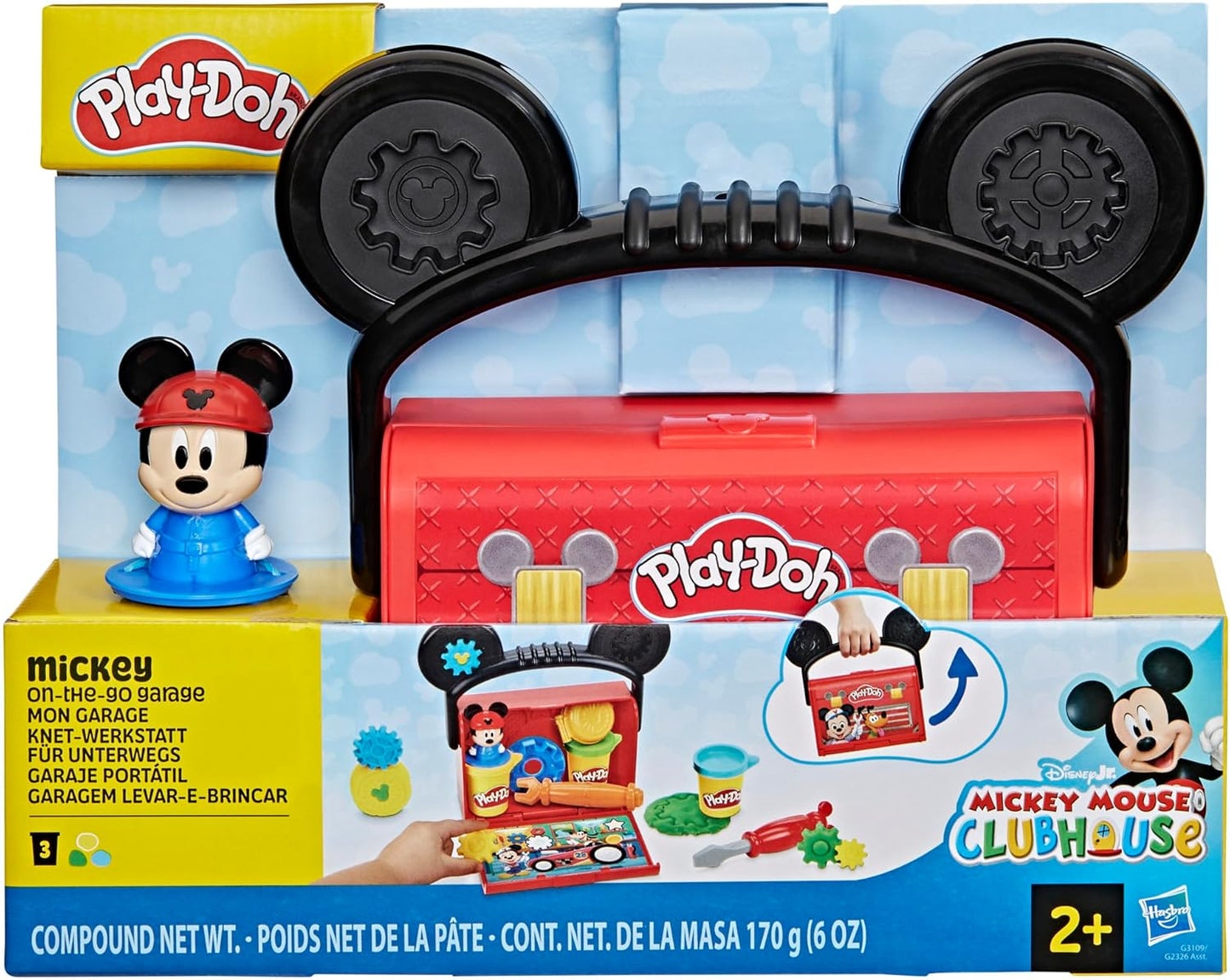 Play-Doh Disney Junior Mickey Mouse Clubhouse On-The-Go-Garage-Spielset Mickey Mouse Kunst- und Bastelset für Kinder ab 2 Jahren