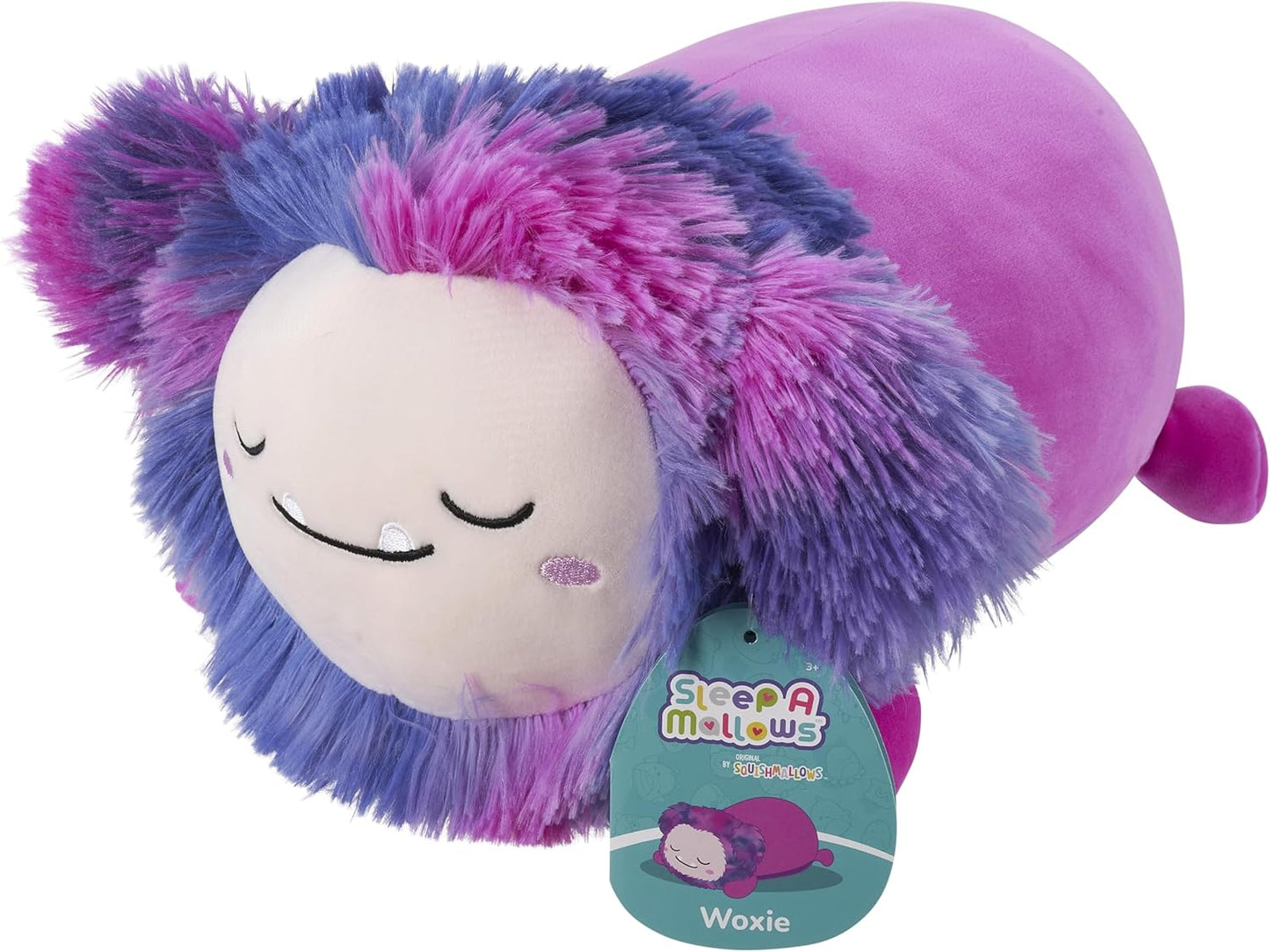 Squishmallows Fuzz-A-Mallows Woxie Die Magenta Bigfoot Sleepamallows