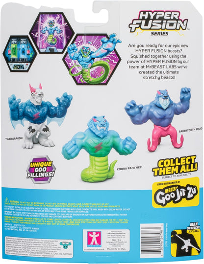 MrBeast Lab – Hyper Fusion Stretchy Hero Sabertooth Squid 5 (12,7 cm), mit Glibber gefüllte Actionfigur, dehnbar bis zum Dreifachen seiner Größe