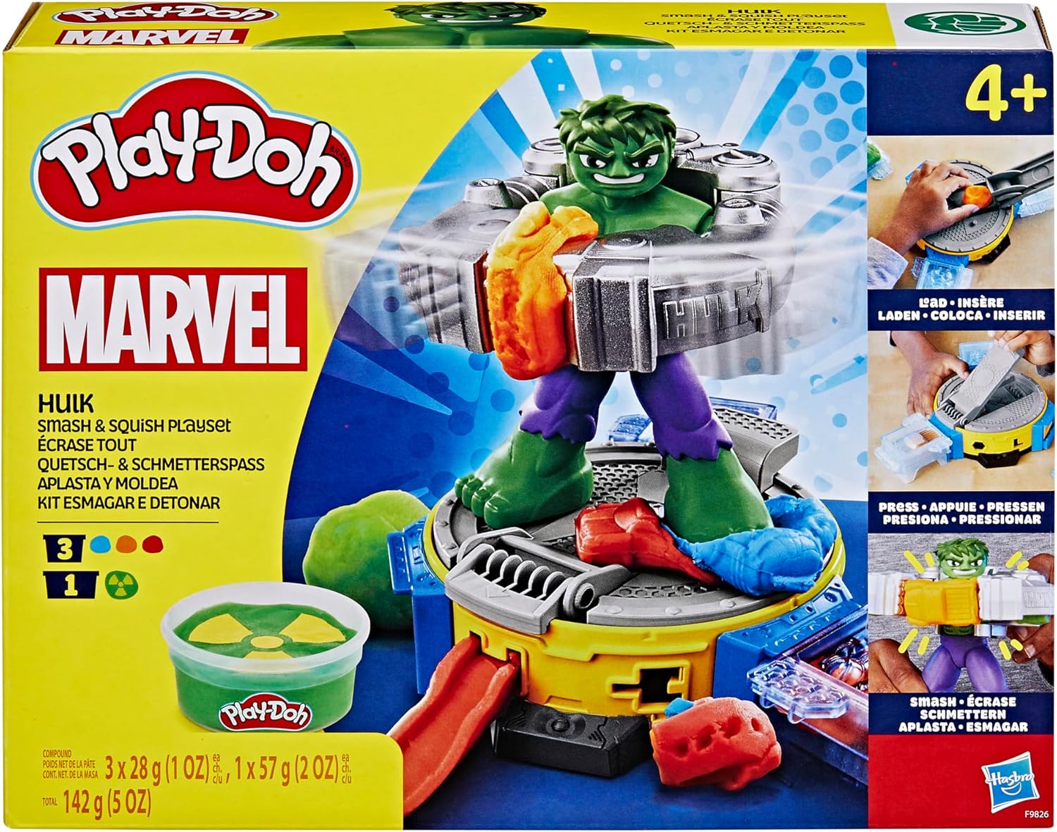 Play-Doh Marvel Hulk Smash & Squish Playset Supereroe Action Figure e Strumenti Smash per bambini dai 4 anni in su