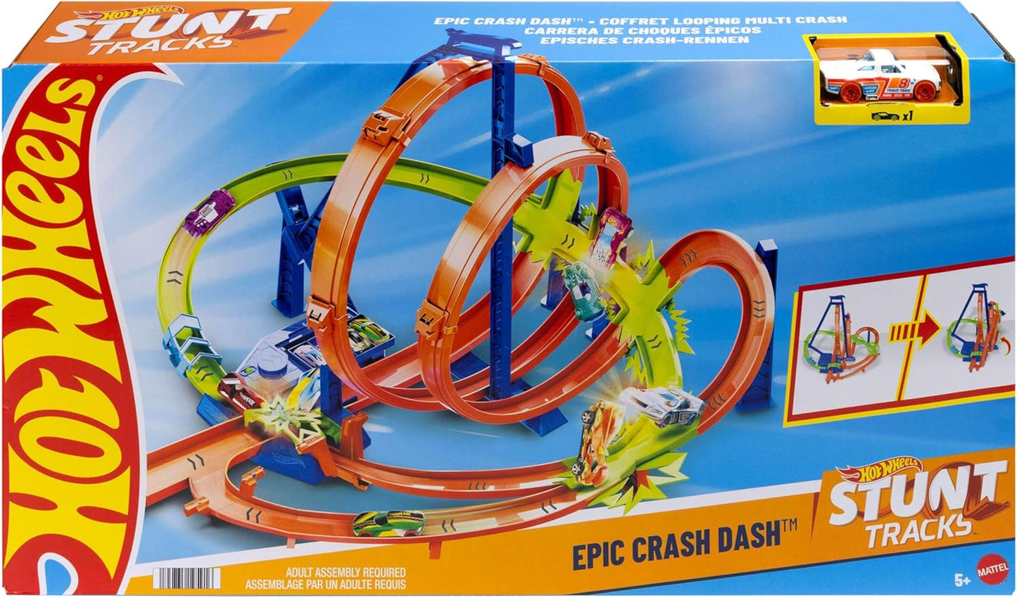 Hot Wheels Action Epic Crash Set da corsa con acceleratore motorizzato e auto