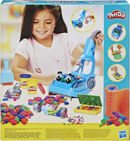 Play-Doh Zoom Zoom Staubsauger-Spielzeug für Kinder, Reinigungs- und Kunstset mit 6 Zubehörteilen und 5 Play-Doh-Farben ab 3 Jahren