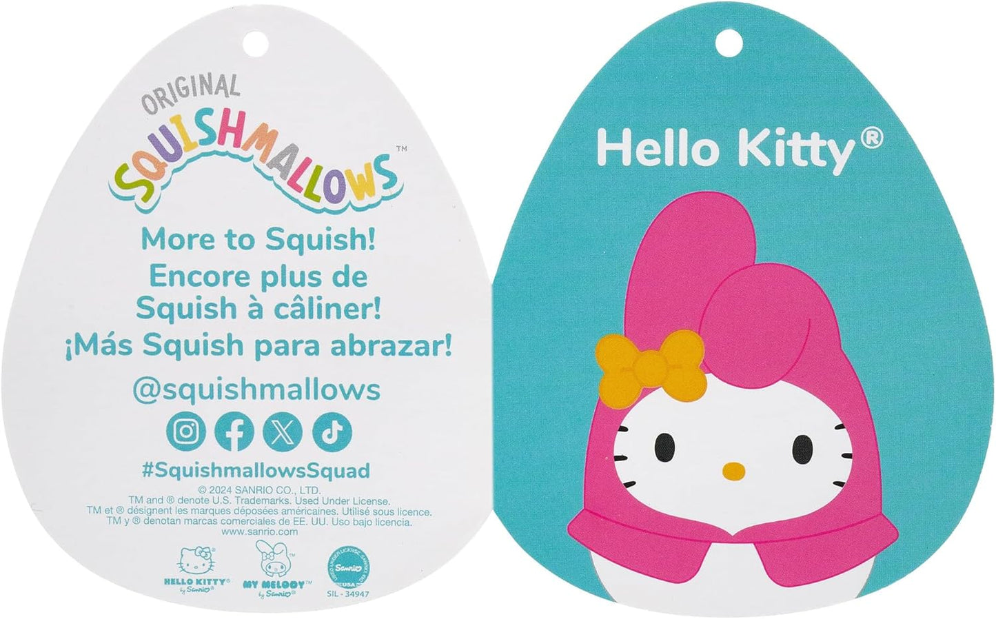 Squishmallows Hello Kitty et ses amis Hello Kitty dans My Melody Sweat à capuche