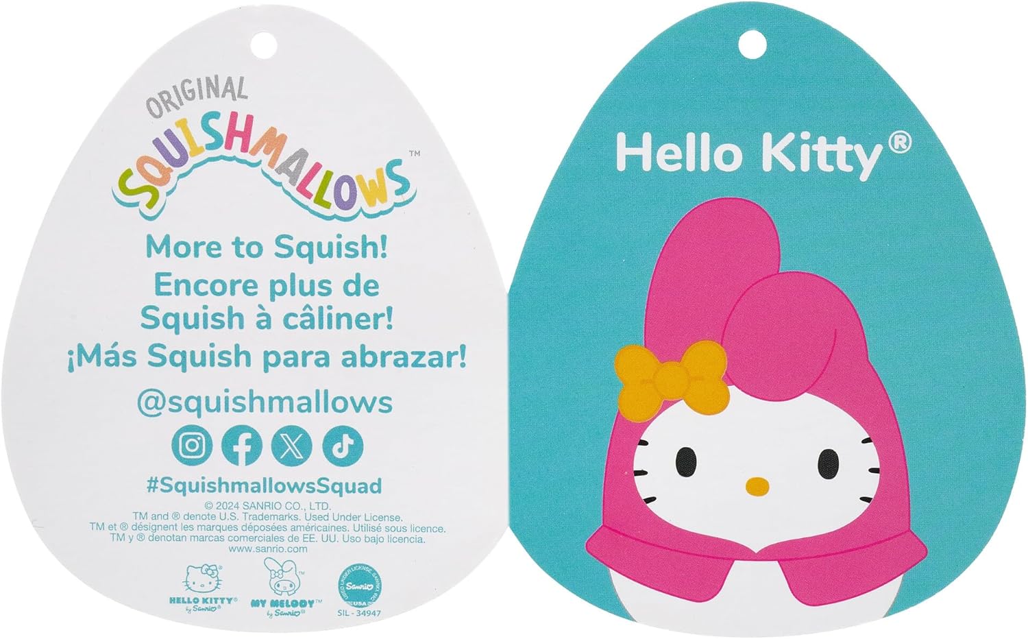 Squishmallows Hello Kitty et ses amis Hello Kitty dans My Melody Sweat à capuche