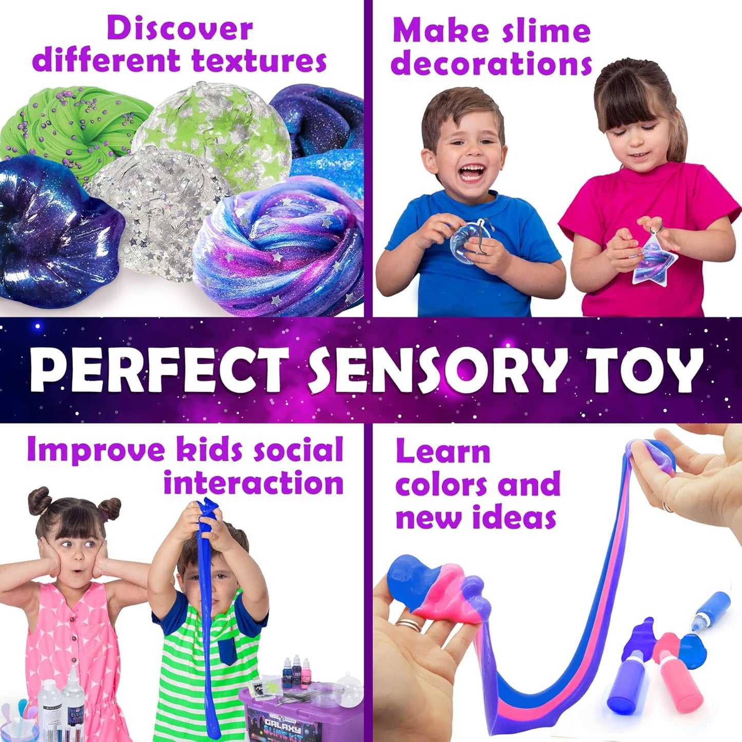 Original Stationery Galaxy Slime Kit, im Dunkeln leuchtendes DIY-Set, Glitzerpulver und Sterne, mehrfarbige Bastelbox für Mädchen im Alter von 8–12 Jahren