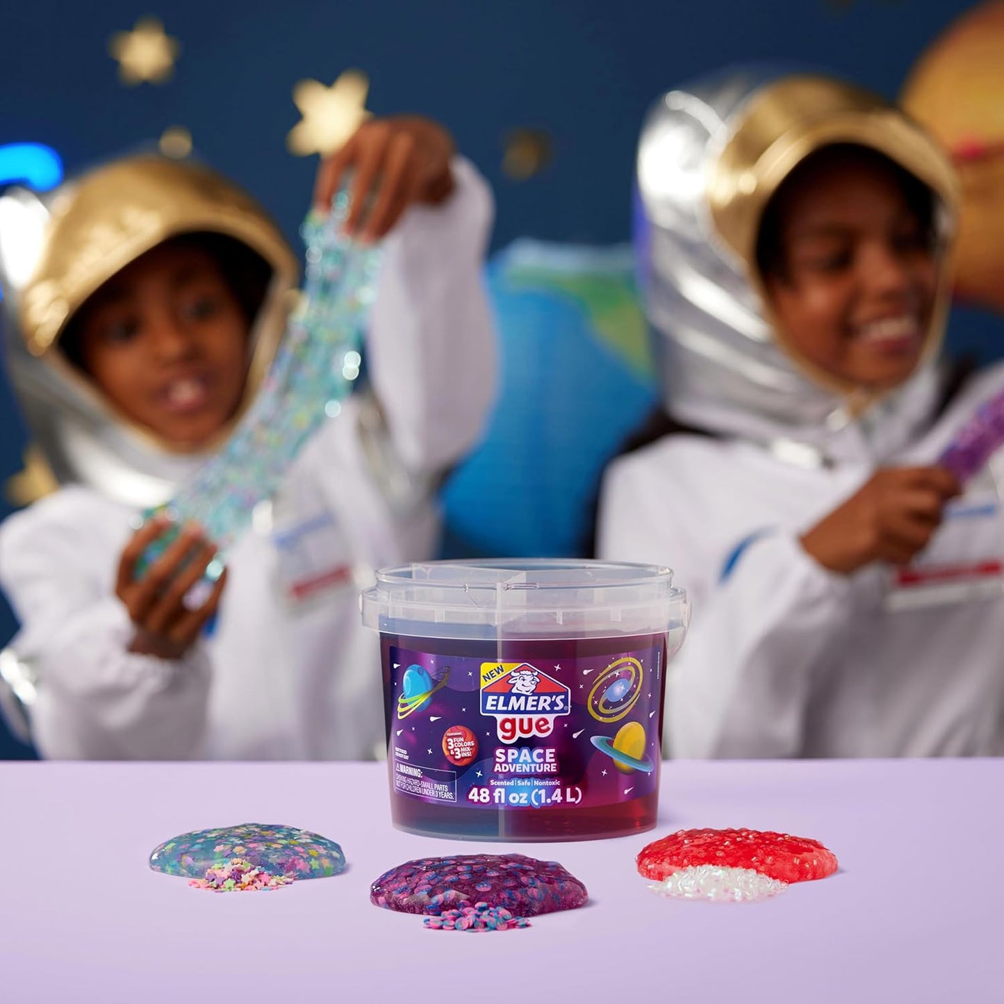 Elmer’s Gue Space Adventure Schleimeimer, 1,36 kg, blauer Himbeer-, Erdbeer- und Traubenduft, ungiftiges sensorisches Spielset für Kinder