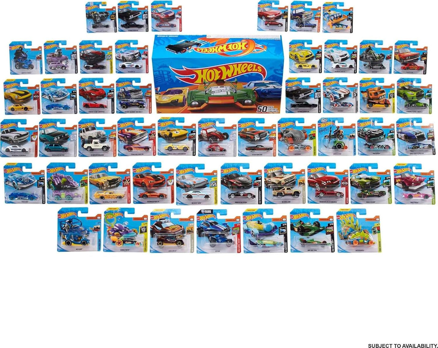 Hot Wheels 50er-Pack mit Druckgussautos, Lastwagen und Lieferwagen