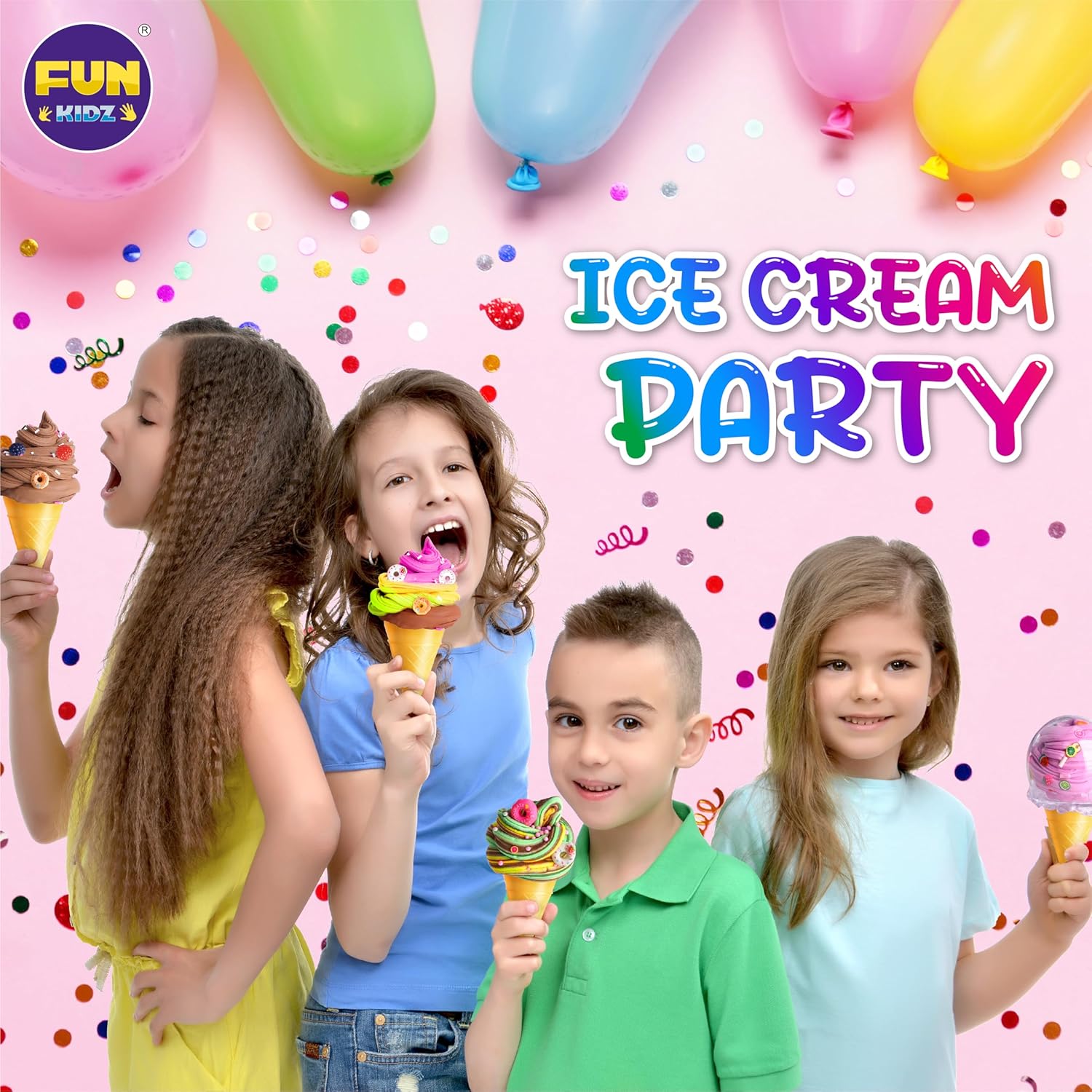 FunKidz Kit de Slime au Beurre de Crème Glacée DIY Ensemble de Slime Doux pour Filles de 8 à 12 Ans Plus de 100 Styles Combos Parfums Vanille, Orange et Chocolat Cadeau Idéal ou Activité de Fête