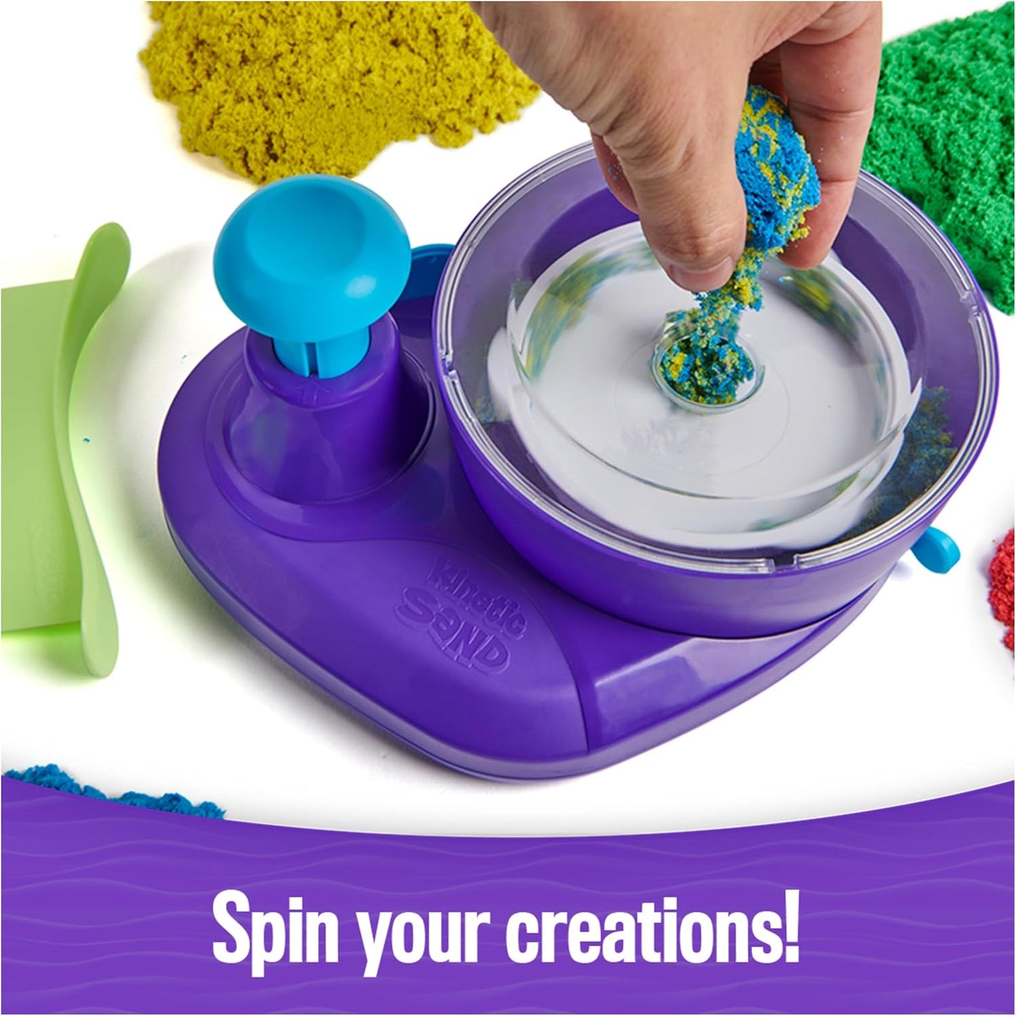 Kinetischer Sand, Swirl N‘ Surprise-Spielset mit 907 g Spielsand, einschließlich Rot, Blau, Grün, Gelb und 4 Werkzeugen