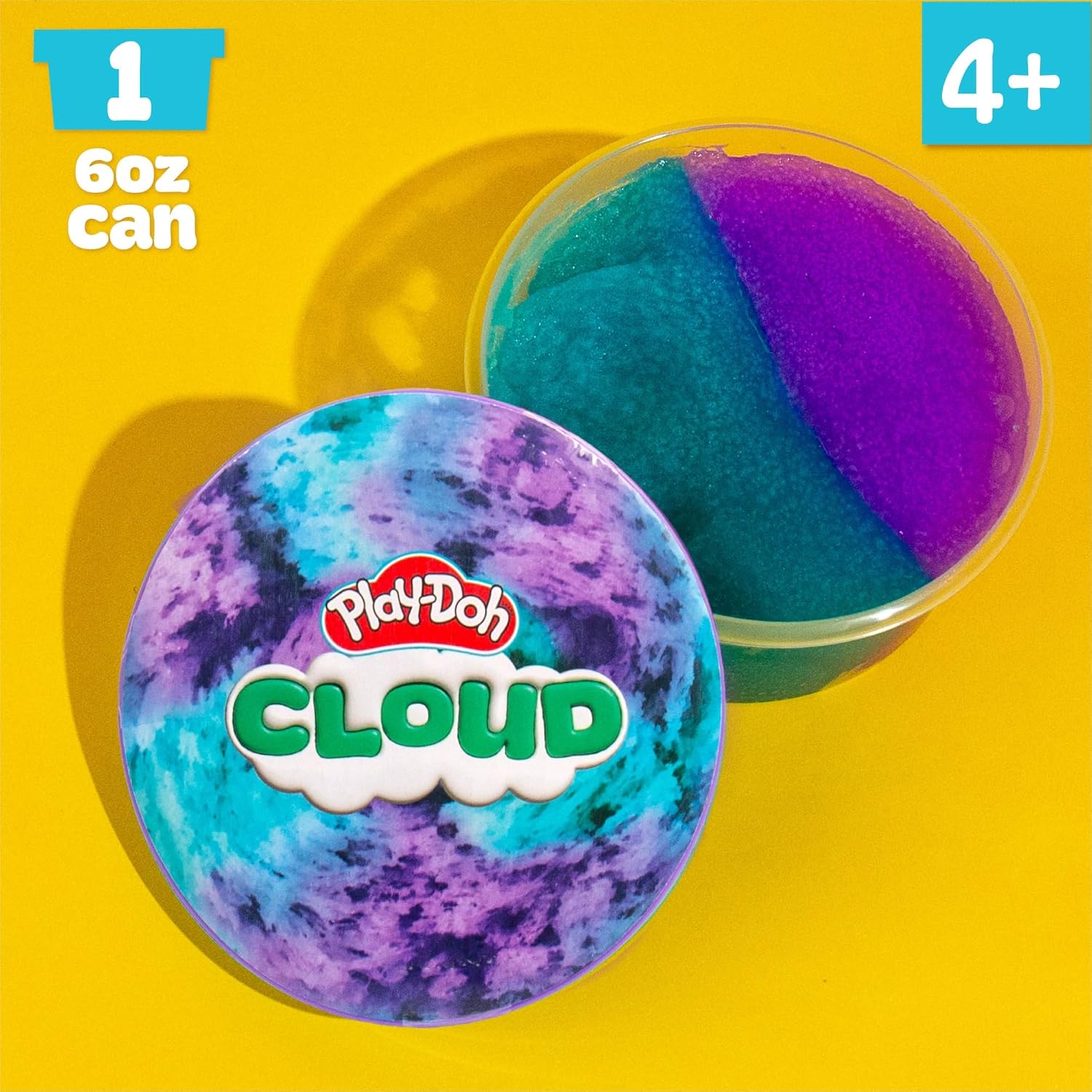 Play-Doh Cloud – Parfum framboise violet et bleu sarcelle, boîte refermable de 170 g