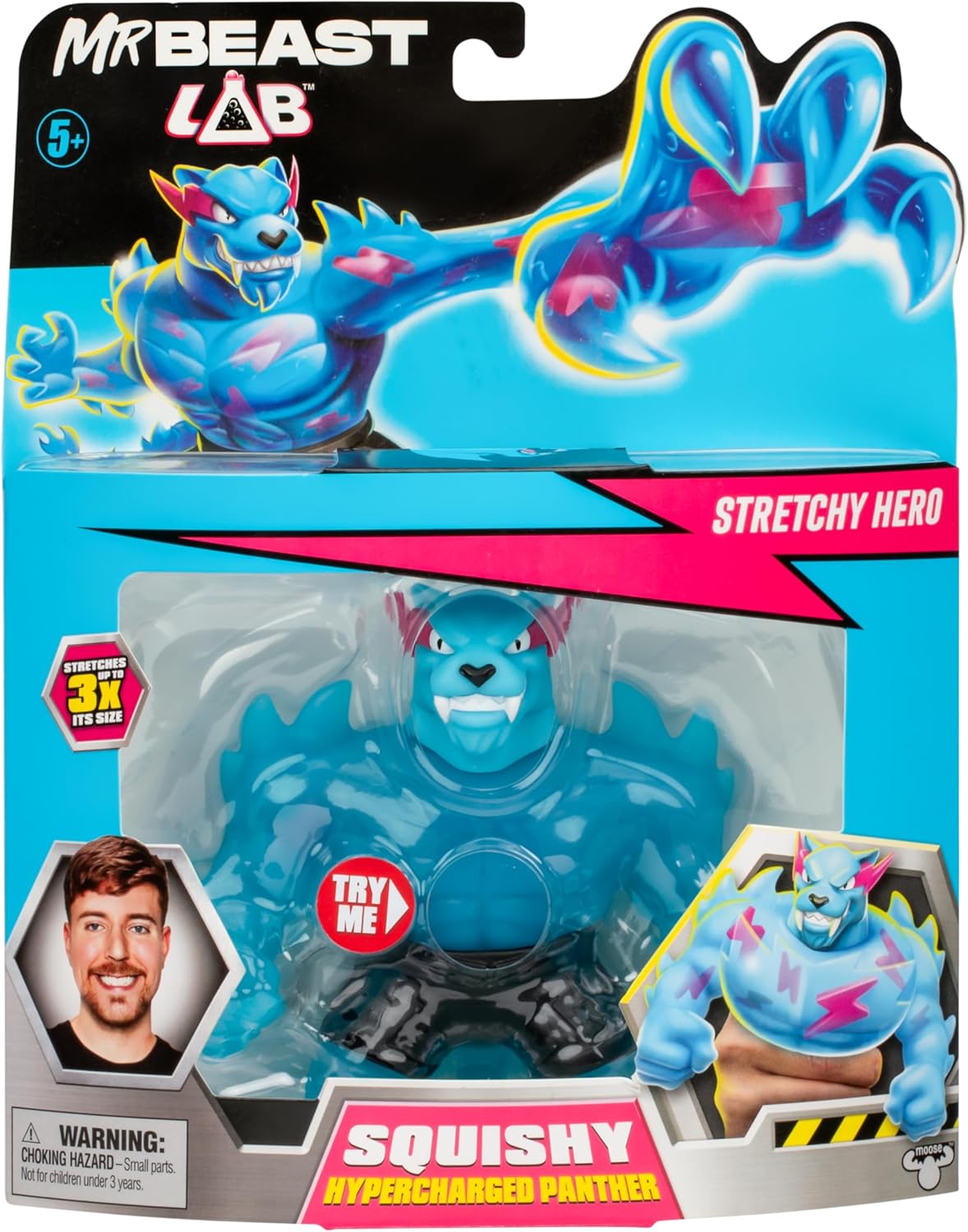 MrBeast Lab Stretchy Hypercharged Panther – Heroes of Goo Jit Zu Drücken, quetschen und dehnen Sie ihn bis zum Dreifachen seiner Größe