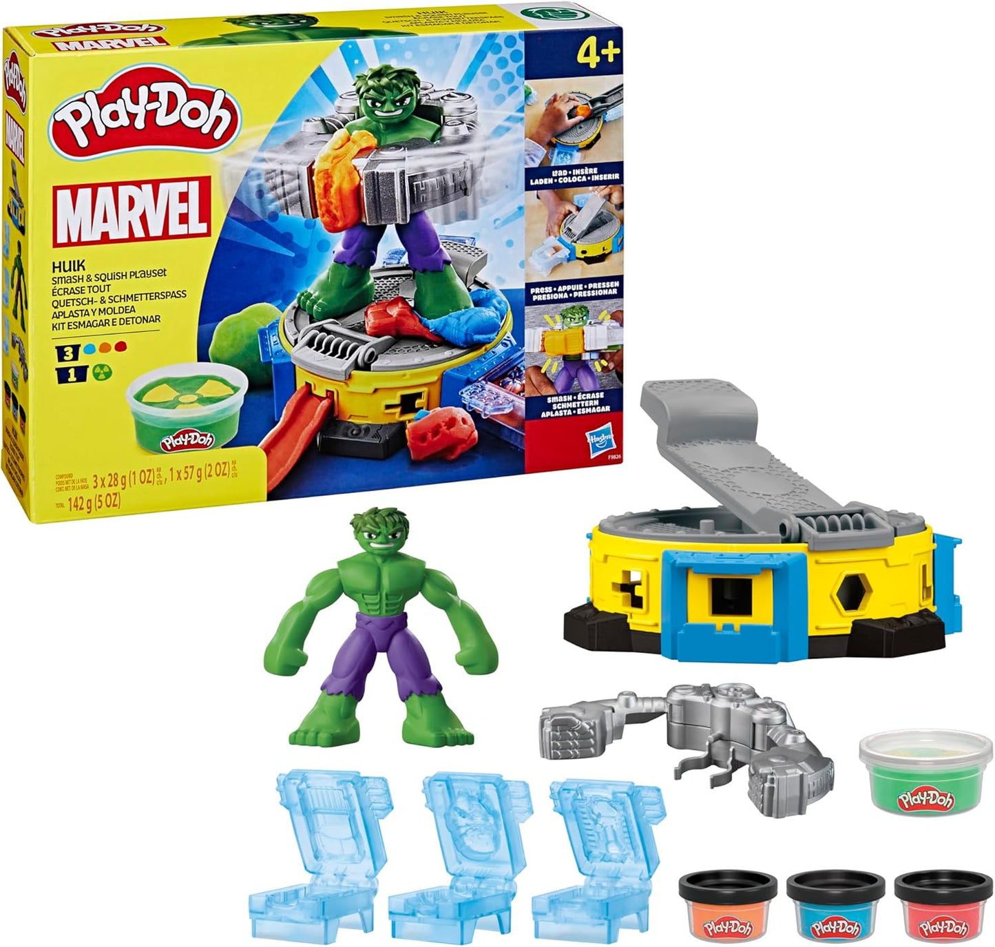 Play-Doh Marvel Hulk Smash & Squish Playset Supereroe Action Figure e Strumenti Smash per bambini dai 4 anni in su