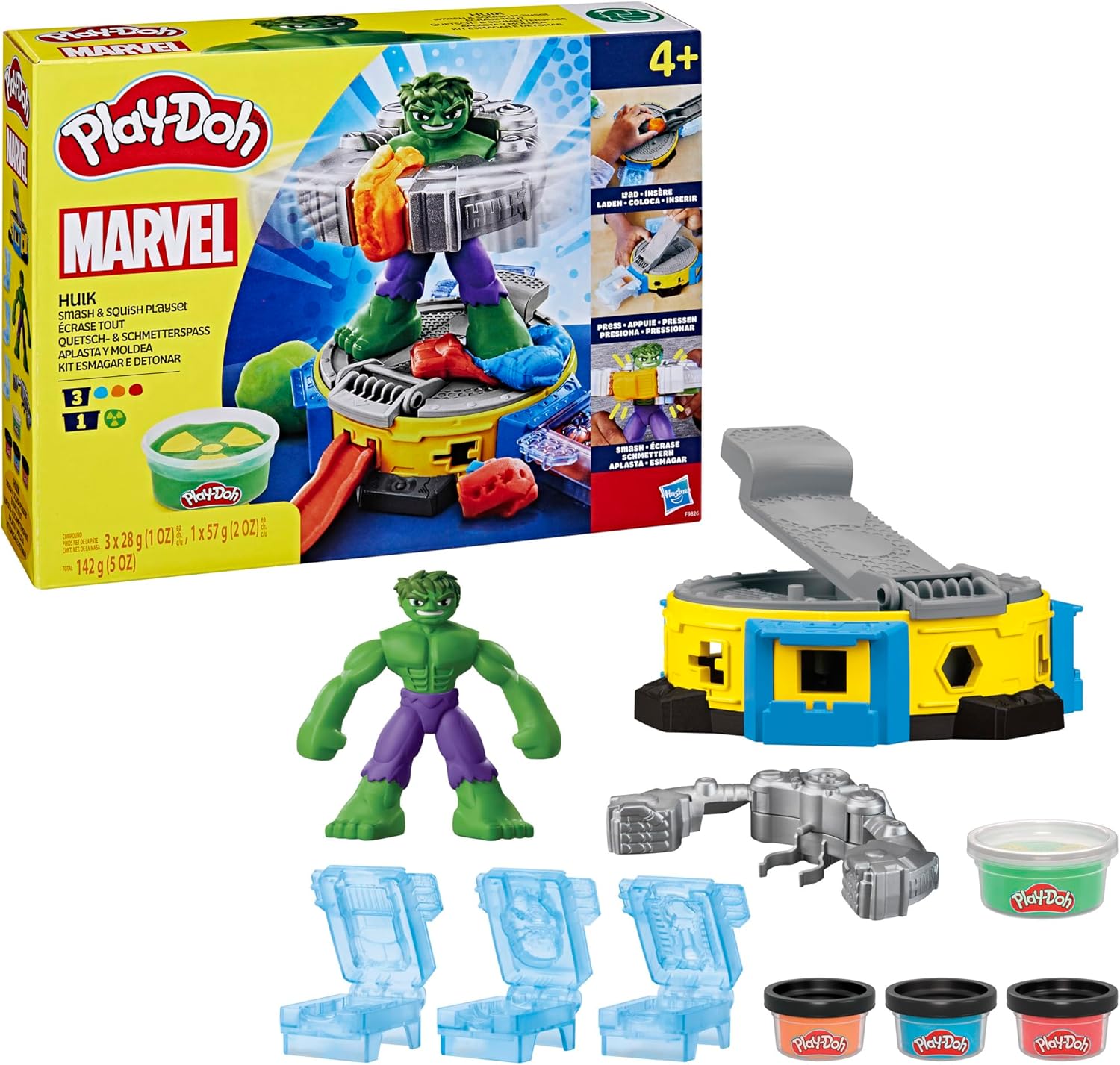 Play-Doh Marvel Hulk Smash & Squish Playset Supereroe Action Figure e Strumenti Smash per bambini dai 4 anni in su