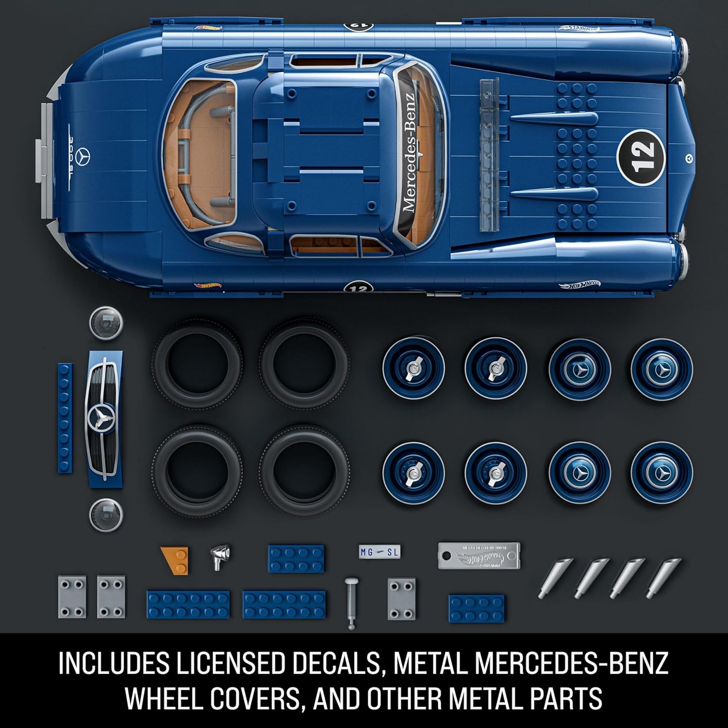 Mattel Brick Shop Hot Wheels Premium Series Mercedes-Benz 300 SL Set da costruzione (1600 pezzi)