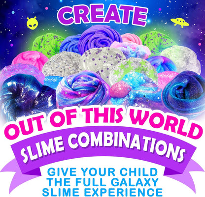 Original Stationery Galaxy Slime Kit, im Dunkeln leuchtendes DIY-Set, Glitzerpulver und Sterne, mehrfarbige Bastelbox für Mädchen im Alter von 8–12 Jahren