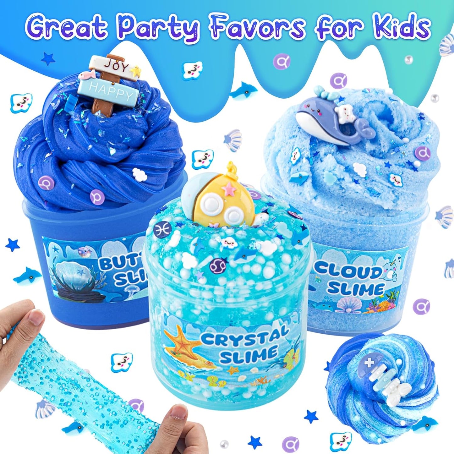 6er-Pack Blue Ocean Slime Kit Butter-, Wolken- und klare Kristalltexturen 360 ml Gesamtalter 4–12
