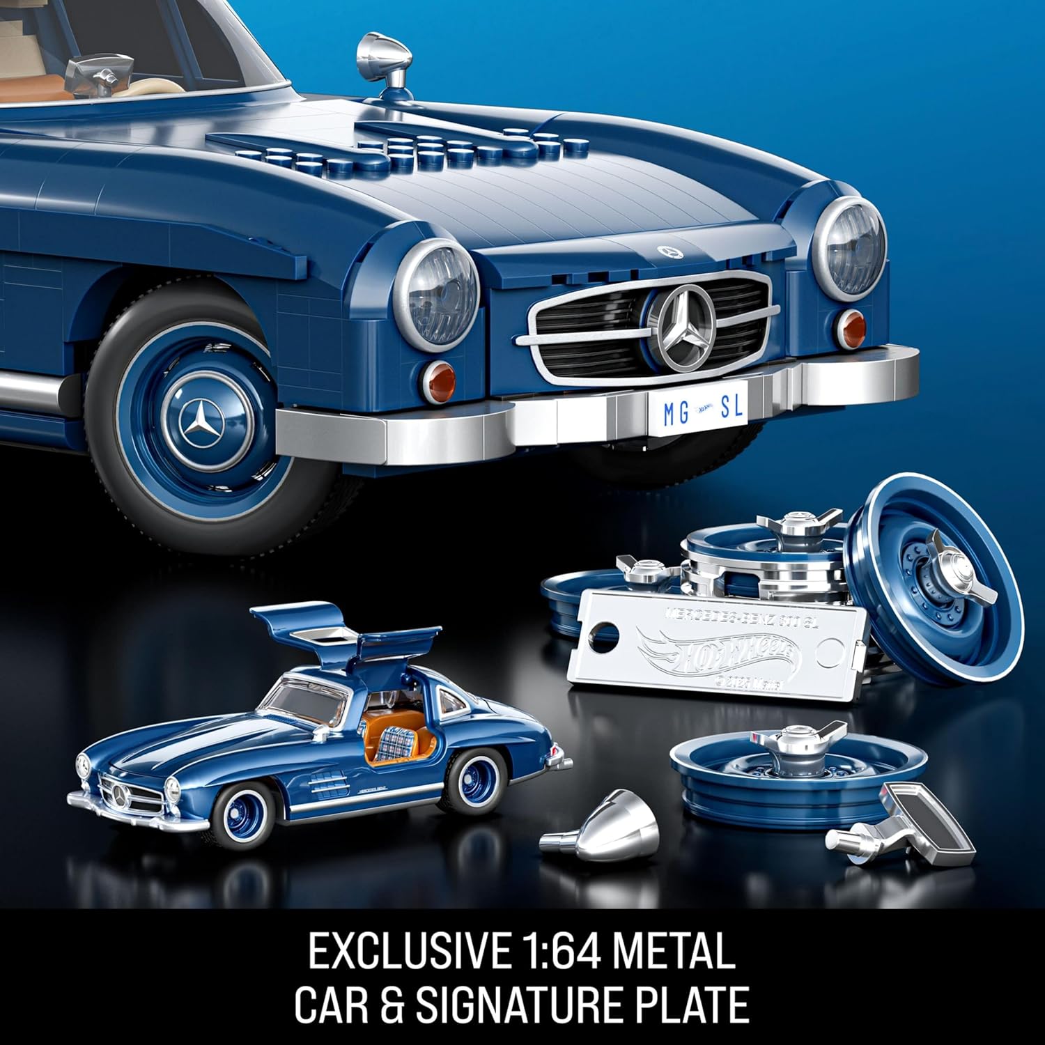 Mattel Brick Shop Hot Wheels Premium Series Mercedes-Benz 300 SL Set da costruzione (1600 pezzi)