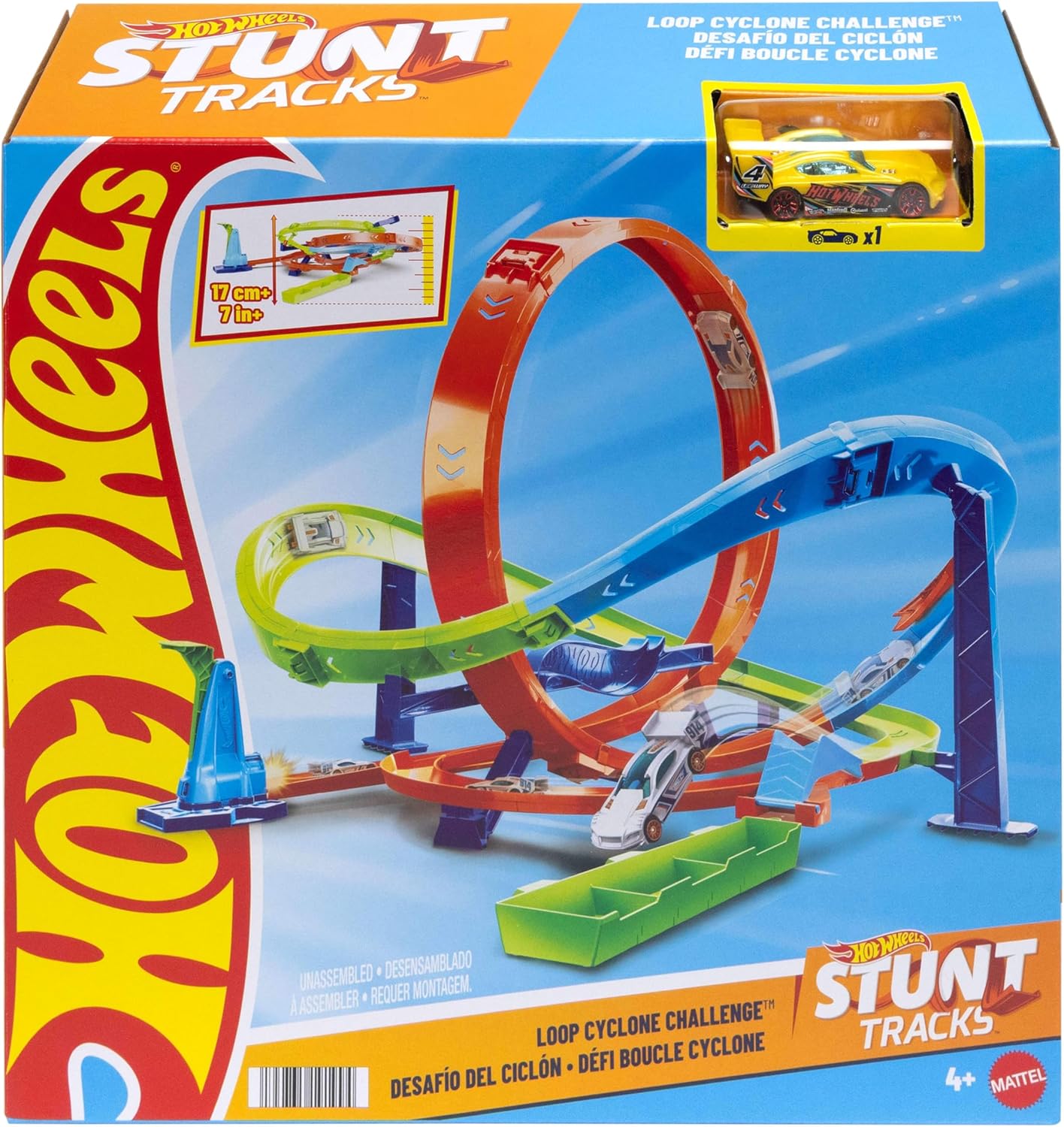Hot Wheels Let's Race Looping Cyclone Challenge-Streckenset mit Auto
