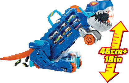Hot Wheels City Ultimate Transporter con T-Rex, luci, suoni e 2 auto