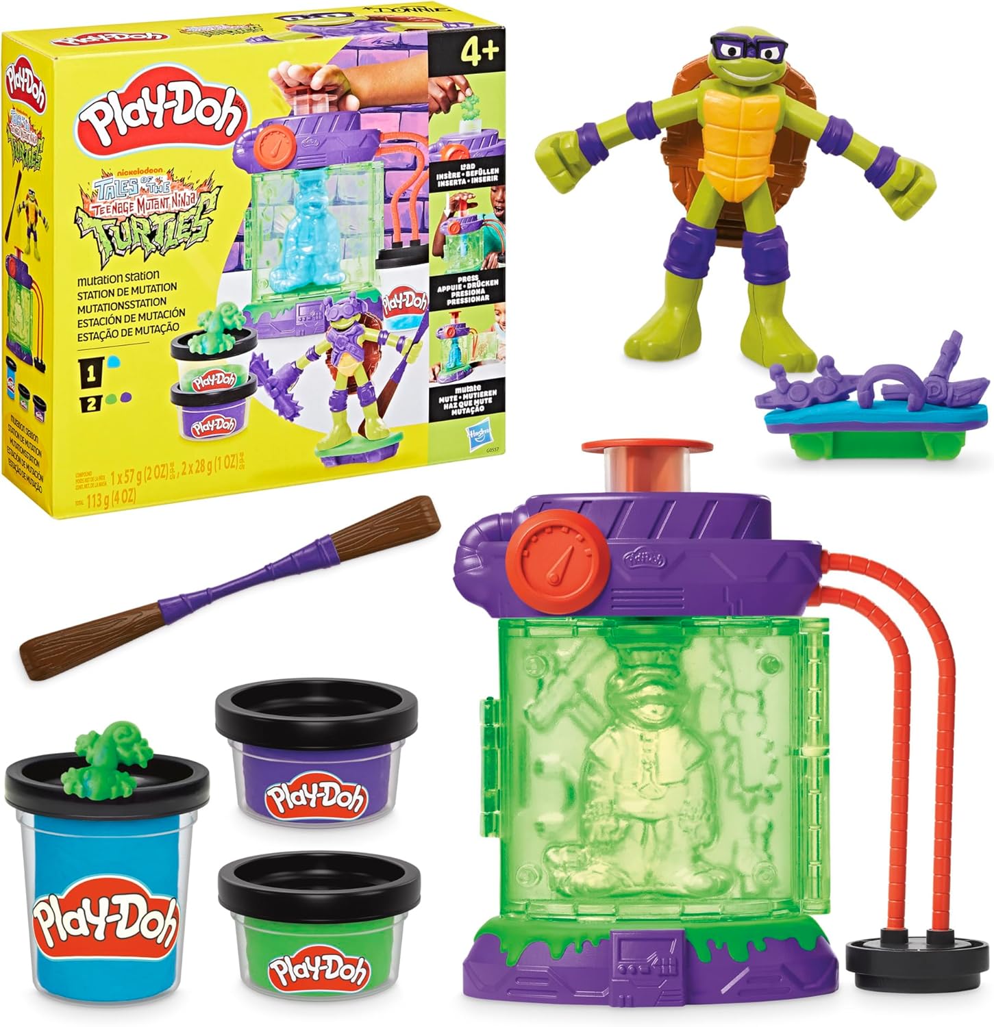 Play-Doh Teenage Mutant Ninja Turtles Mutation Station Playset Bendy Donatello Figure & Mondo Gecko Maker Jouet pour enfants 4+