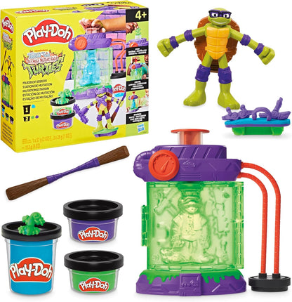 Play-Doh Teenage Mutant Ninja Turtles Mutation Station Playset Bendy Donatello Figure & Mondo Gecko Maker Jouet pour enfants 4+