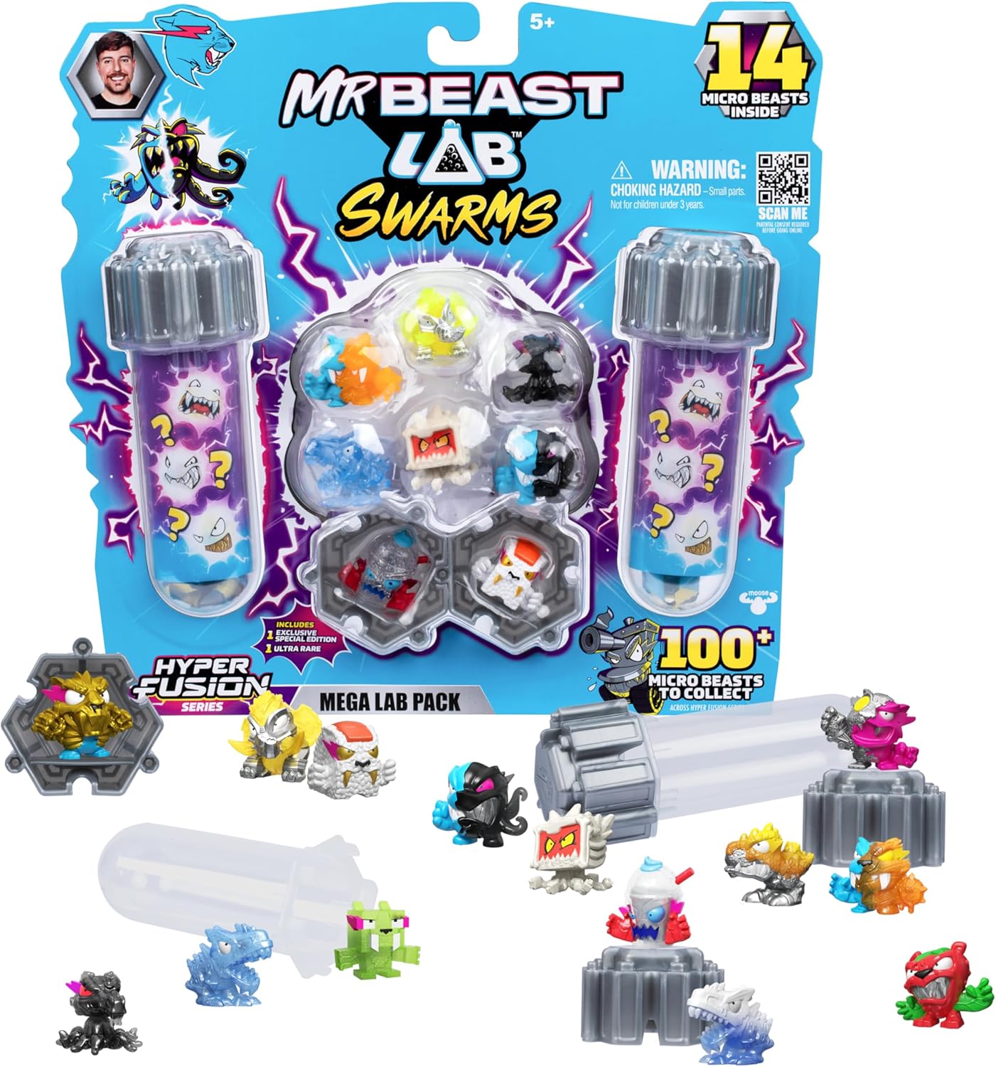 MrBeast Lab Swarms Series 3 – Pack de 14 séries Hyper Fusion Steel Slushee Edition Fusionnez, construisez et libérez le chaos !