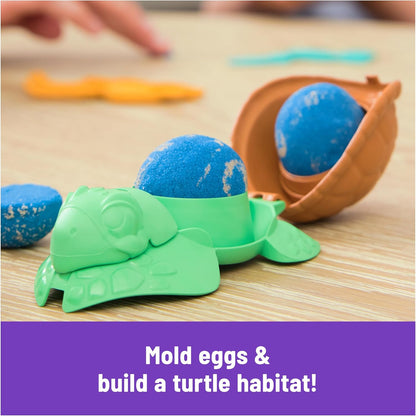 Kinetischer Sand, Project Planet Turtle Beach mit 396 g Spielsand, Werkzeugen und Formen