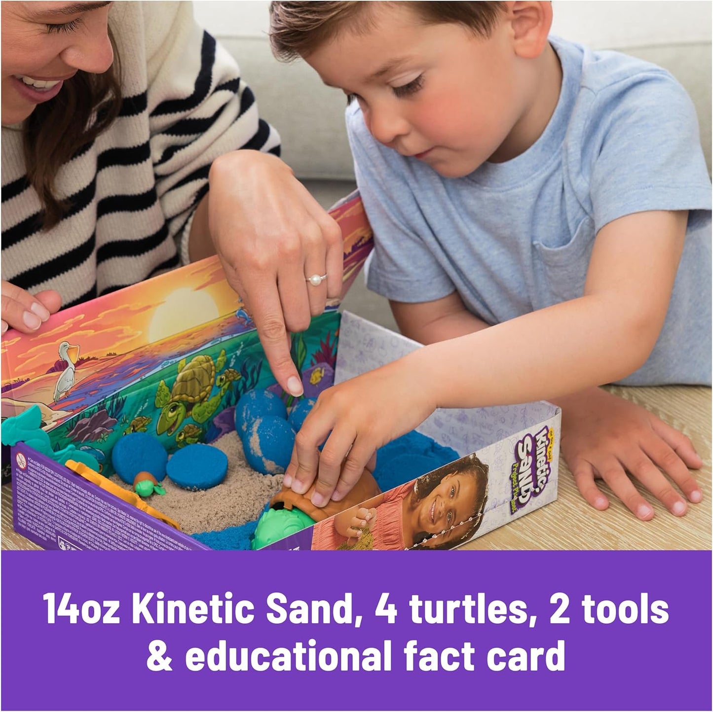 Kinetischer Sand, Project Planet Turtle Beach mit 396 g Spielsand, Werkzeugen und Formen