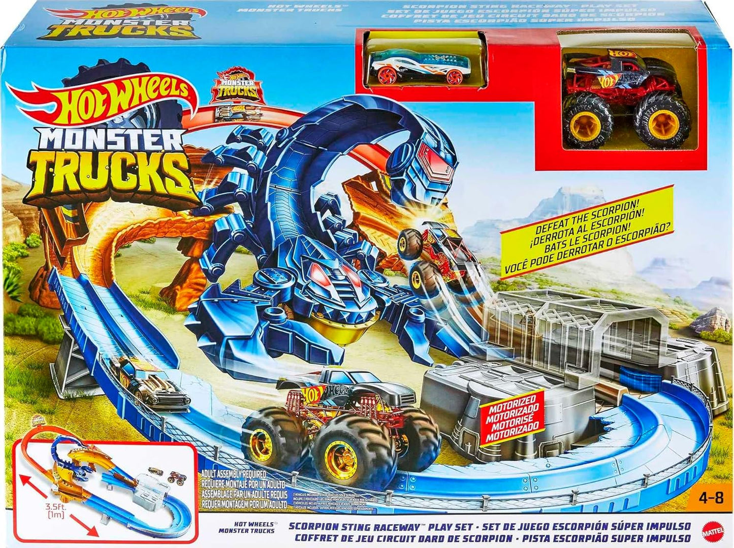 Hot Wheels Monster Trucks Scorpion Sting Rennbahn-Set mit Truck und Auto