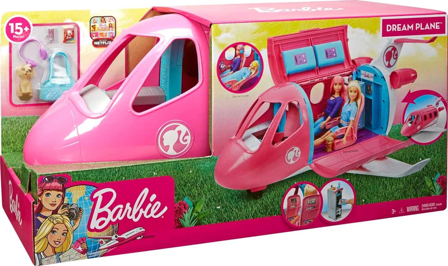 Barbie Dreamplane Playset Avion jouet avec plus de 15 accessoires, à partir de 3 ans