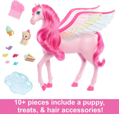Barbie Pegasus Cavallo alato rosa Giocattolo Ispirato a Barbie Un tocco di magia Dai 3 anni in su