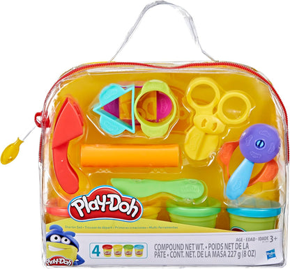 Play-Doh Starter-Set, 9-teilig, mit Aufbewahrungstasche und 4 Dosen zum Basteln für Kinder ab 3 Jahren