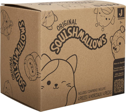 Squishmallows Weihnachten 4er-Pack – heiße Ethel-Schokolade, Floyd-Pommes Frites, Keiko Blue Christmas Tree, Ricardo-Pfefferminz-Fledermaus