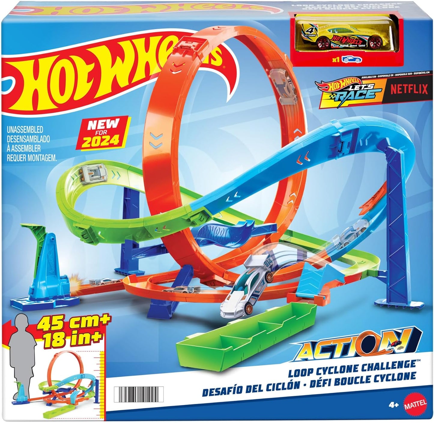 Hot Wheels Let's Race Looping Cyclone Challenge-Streckenset mit Auto