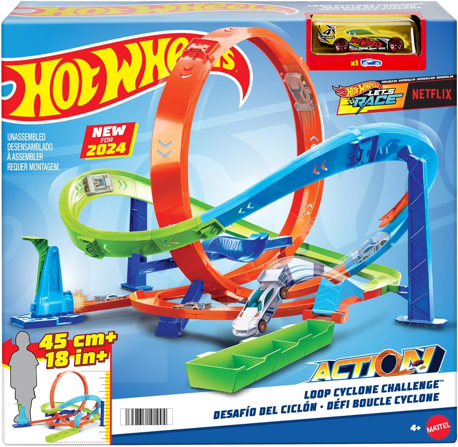Hot Wheels Let's Race Looping Cyclone Challenge-Streckenset mit Auto