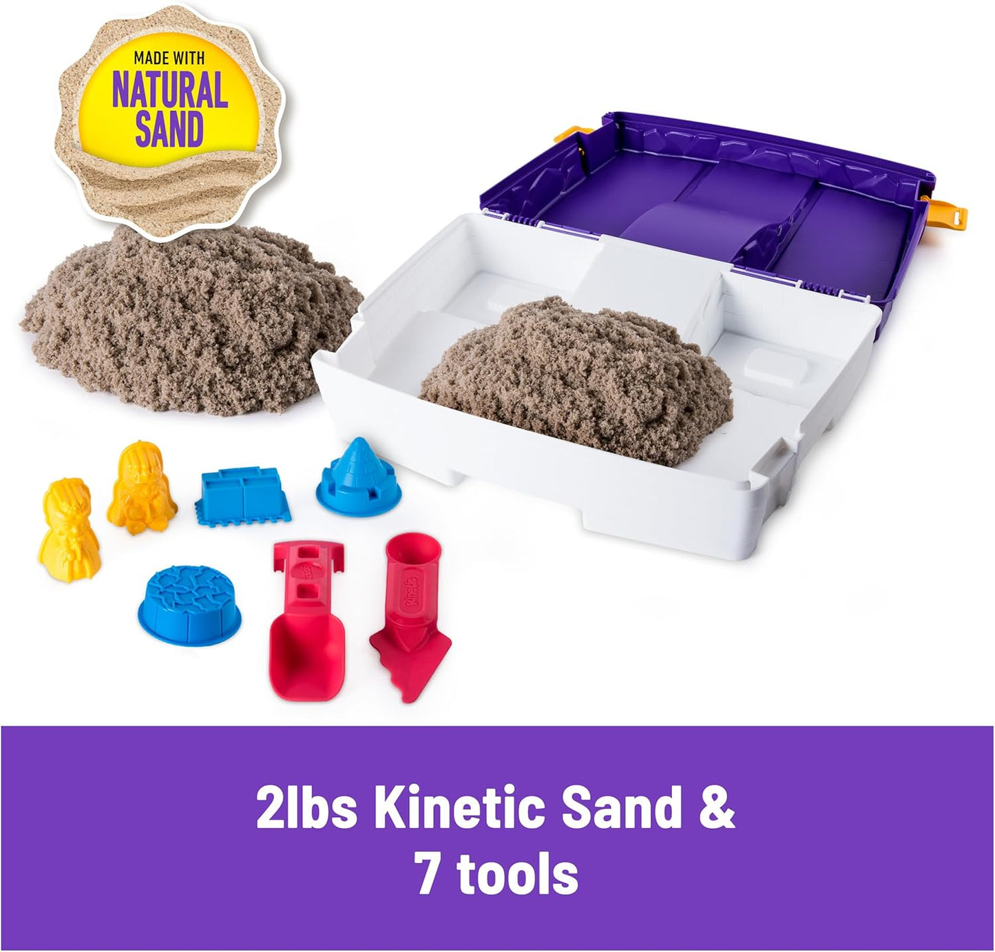 Kinetischer Sand, faltbarer Sandkasten mit 907 g Spielsand, 7 Formen und Werkzeugen
