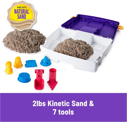 Kinetischer Sand, faltbarer Sandkasten mit 907 g Spielsand, 7 Formen und Werkzeugen