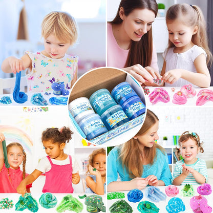 6er-Pack Blue Ocean Slime Kit Butter-, Wolken- und klare Kristalltexturen 360 ml Gesamtalter 4–12