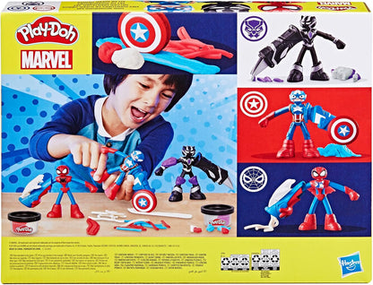 Play-Doh Marvel Hero Adventure Playset Capitan America, Pantera Nera e Spider-Man per bambini dai 4 anni in su