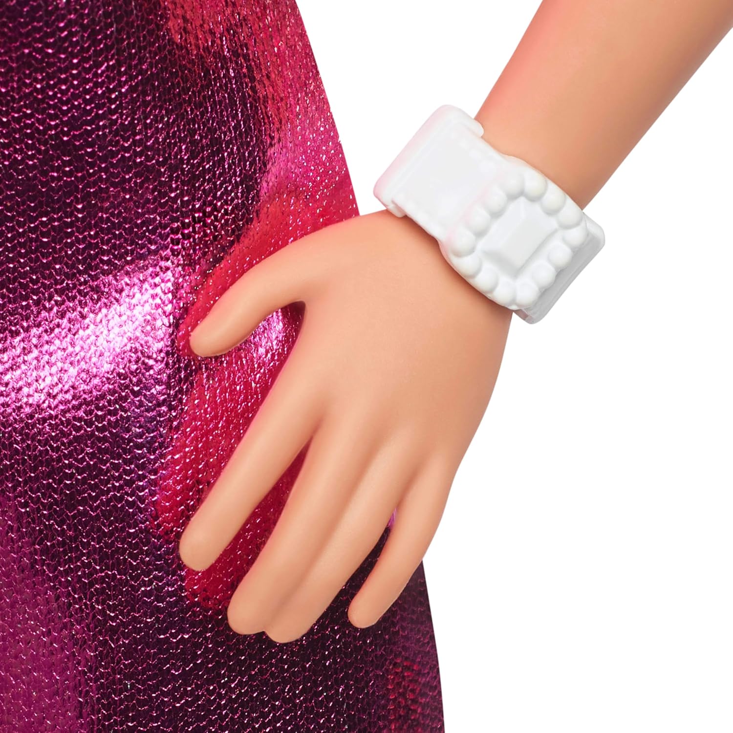 Bambola Barbie Fashionistas in miniabito rosa metallizzato