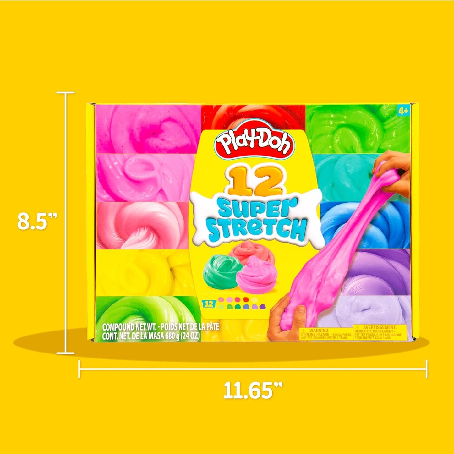 Play-Doh Super Stretch 12er-Pack Variety Kit mit 12 Farben sensorischem Compound-Set für Kinder im Alter von 8–12 Jahren
