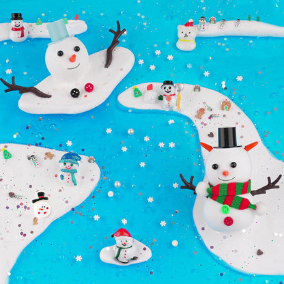 Lot de 6 bonhommes de neige en slime et argile, kit de bricolage pour construire un bonhomme de neige, 6 slimes en cristal transparent et 40 accessoires, à partir de 4 ans