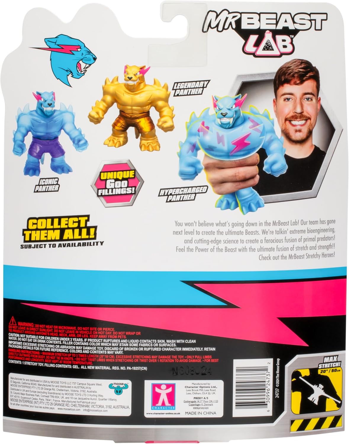 MrBeast Lab – Heroes of Goo Jit Zu Iconic Panther 4,5 (11 cm) dehnbare Helden-Actionfigur, dehnbar bis zum Dreifachen seiner Größe