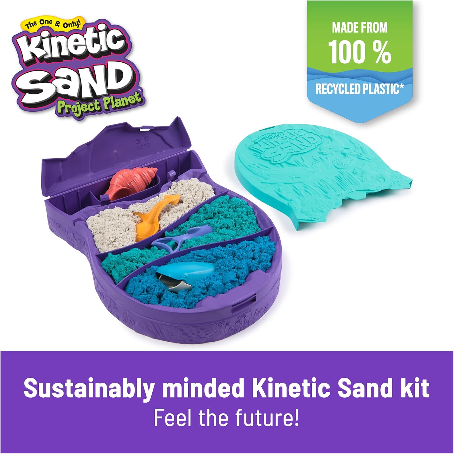 Kinetischer Sand, Project Planet Deep Sea mit 680 g Spielsand und Meereslebewesen-Werkzeugen