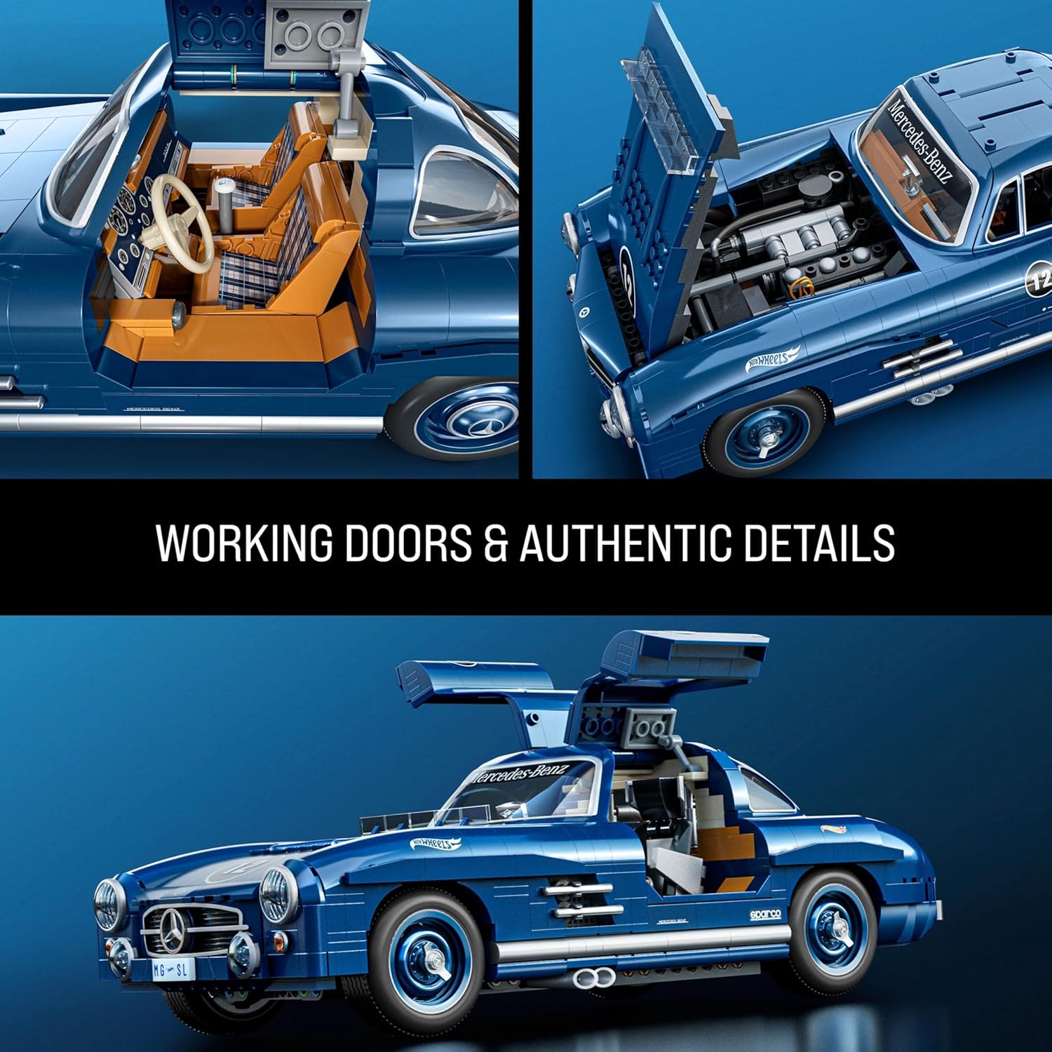 Mattel Brick Shop Hot Wheels Premium Series Mercedes-Benz 300 SL Set da costruzione (1600 pezzi)