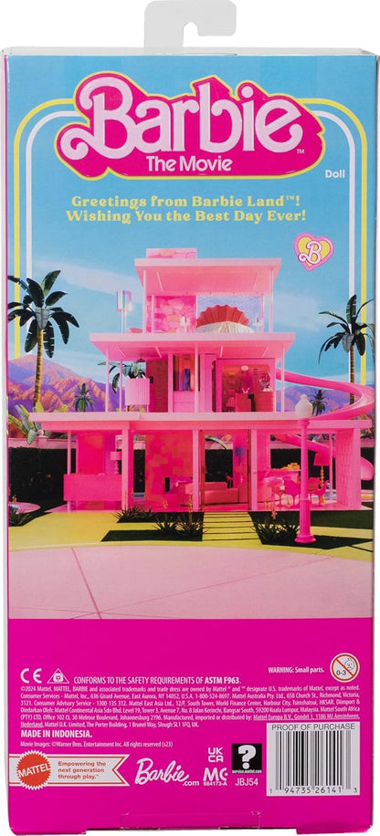 Poupée Barbie Le Film Ken dans un ensemble de plage rayé rose pastel et vert menthe