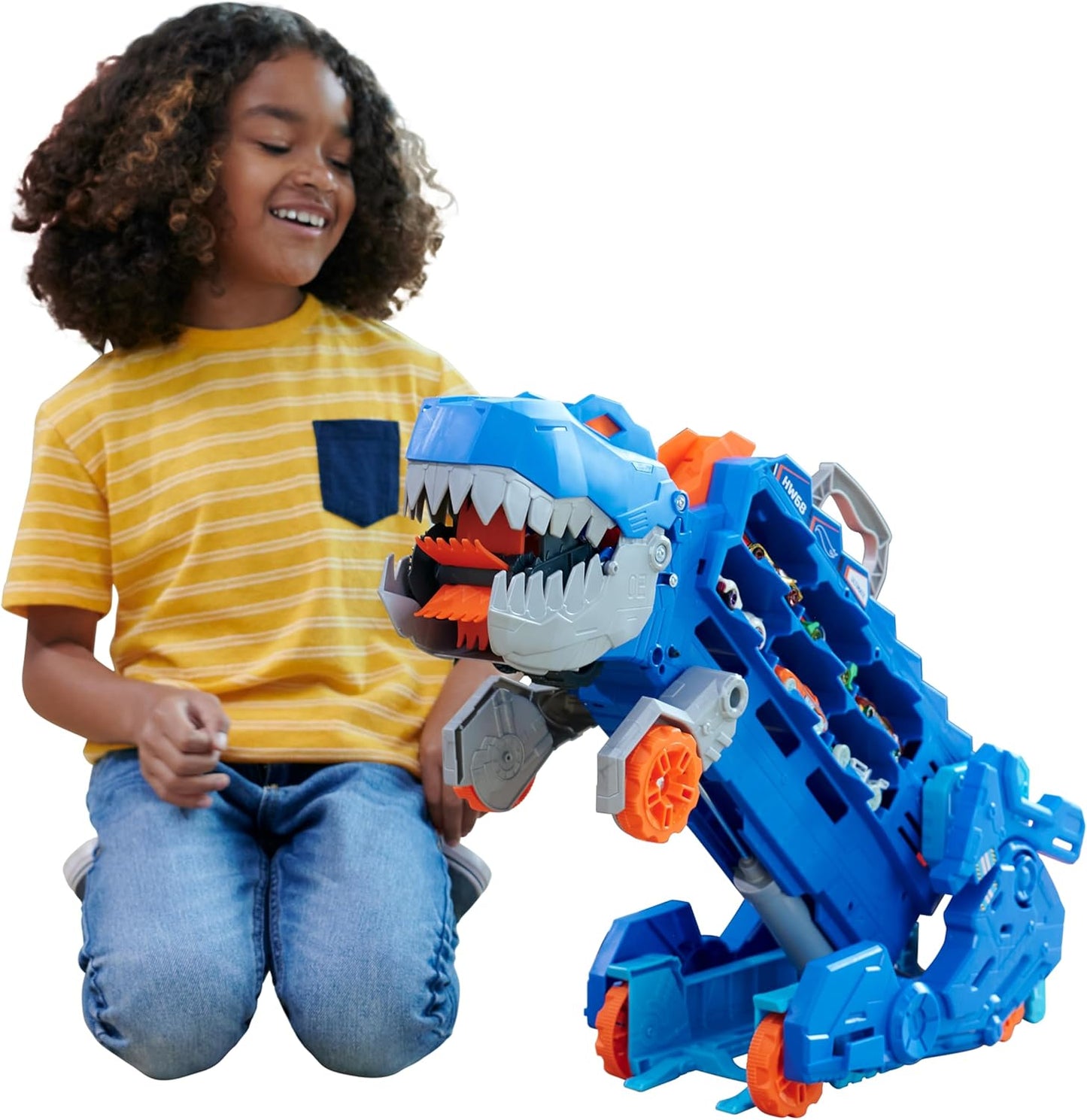 Hot Wheels City Ultimate Transporter con T-Rex, luci, suoni e 2 auto