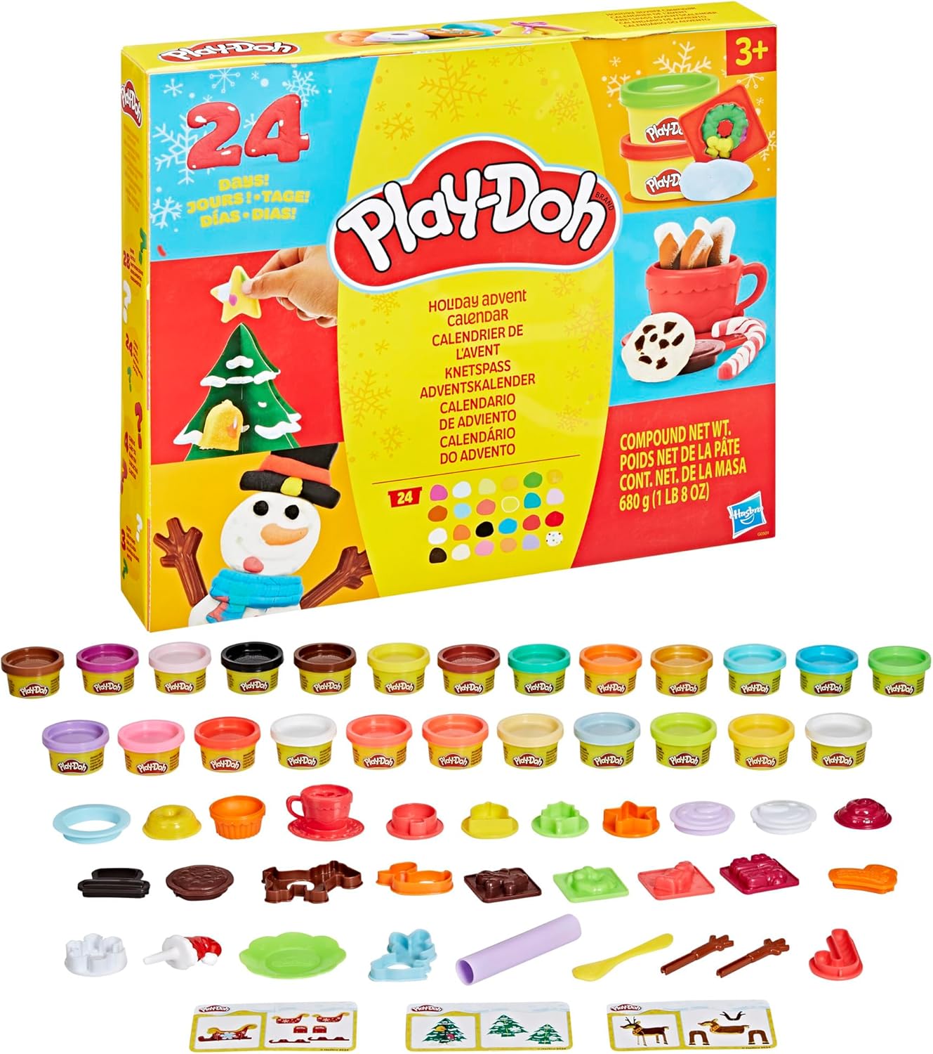 Play-Doh Feiertags-Adventskalender, 24-Tage-Countdown mit Überraschungsgeschenken ab 3 Jahren